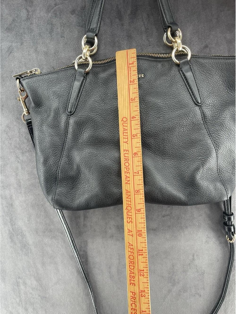 Coach Kelsey Black Pebbled Leather Crossbody Satchel Tote Bag Shoulder Purse - Picture 13 of 13
